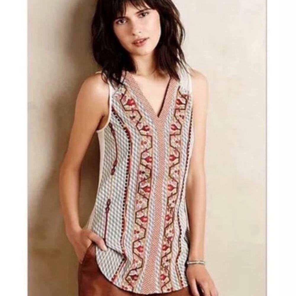 Ranna Gill Padmini Embroidered Tank Womens Small Tribal Knit Boho Sleeveless Top